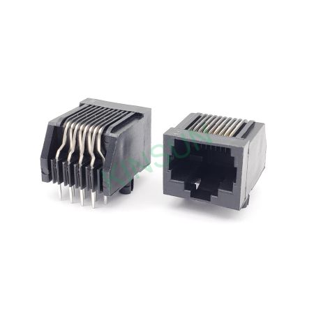 Cổng kết nối RJ11 RJ12 RJ14 RJ45 RJ50 không chắn/chắn, kiểu TH/SMD, với cơ chế khóa bên hông và lỗ vít - Cổng kết nối RJ45 8P8C không chắn, kiểu TH, với cơ chế khóa bên hông